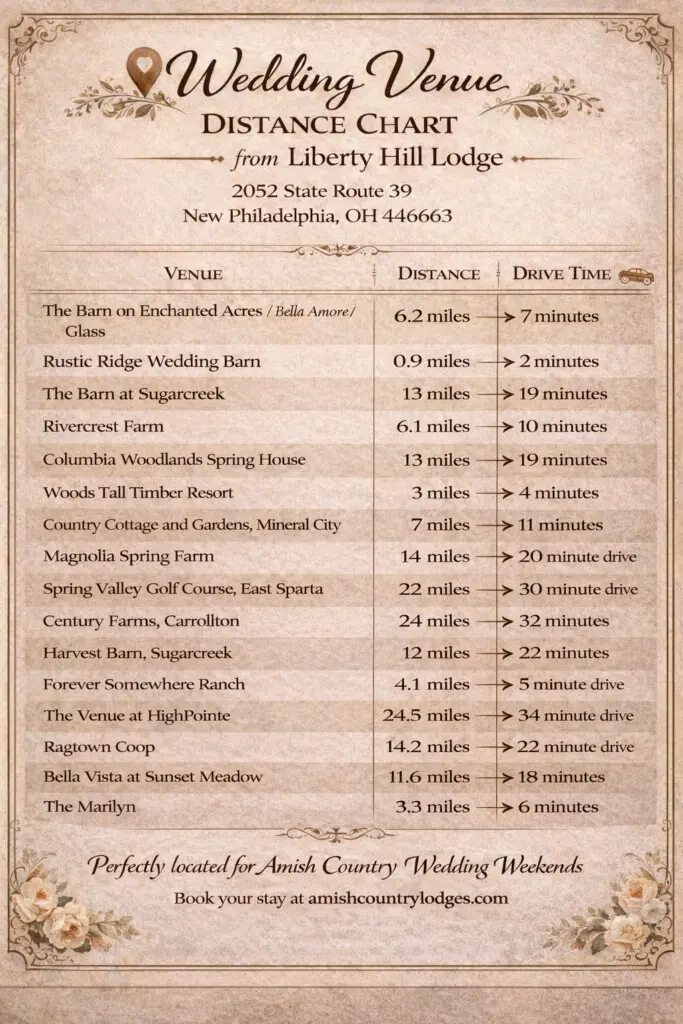 Distance Chart Liberty Hill Lodge