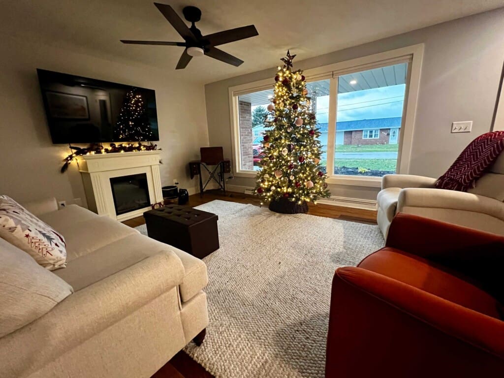 30 something living room at Christmas
