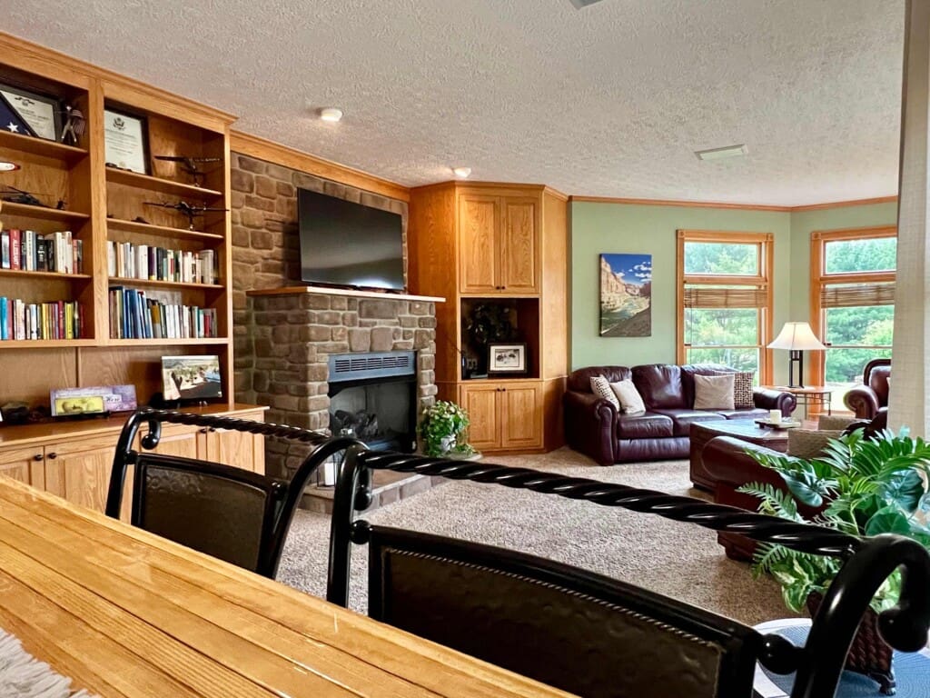 Liberty Hill Lodge Living room with fireplace
