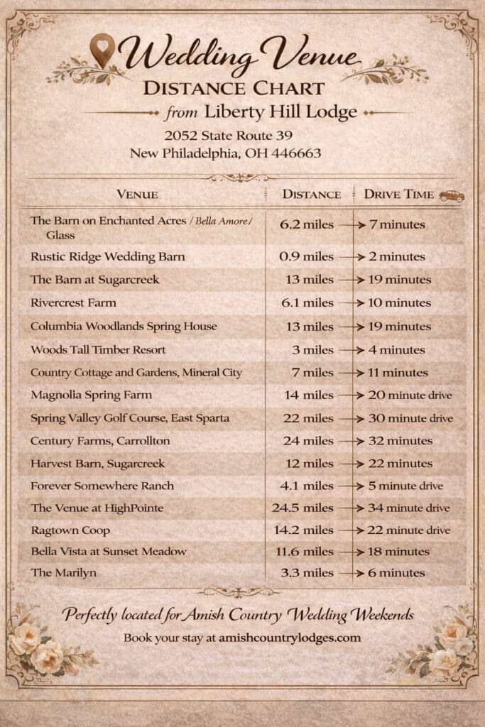 Distance Chart Liberty Hill Lodge